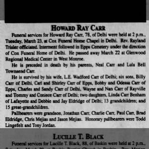 Obituary for Howard Ray Carr