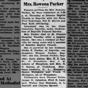 Mrs. Rowena Parker